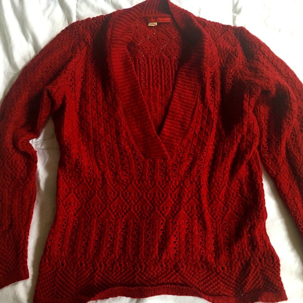 Burgundy wool-blend Tapemeasure sweater